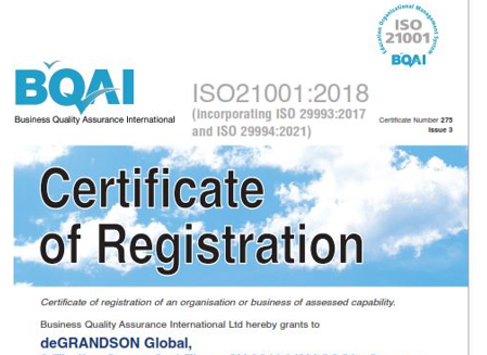 And we're Certified to the ISO Standard for Educational Organizations